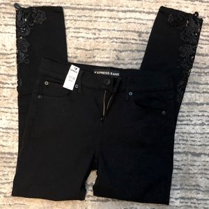 Express Embroidered Ankle Jeans